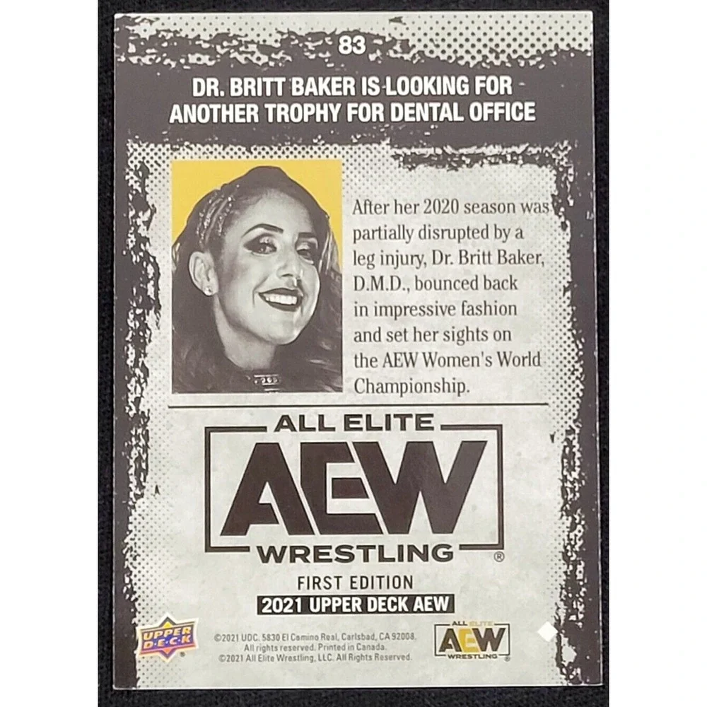 2021 UPPER DECK AEW DR. BRITT BAKER MAGAZINE GOLD PARALLEL‎